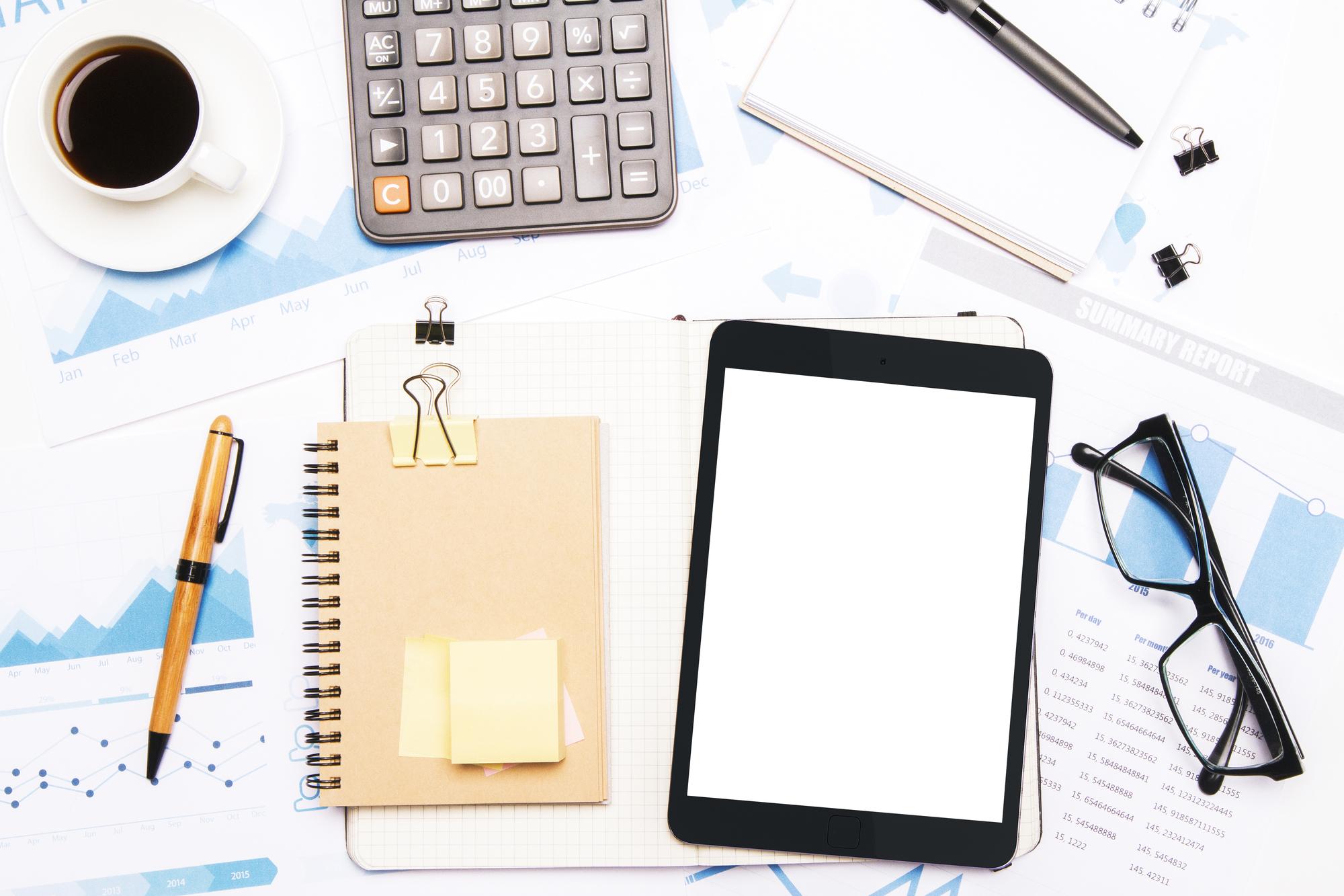 Notebook with financial notes
